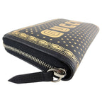 Gucci "Guccy" Black Leather Zip Around Wallet with Gold Stars 510488