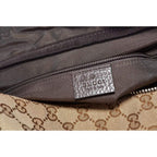 Gucci Large GG Logo Beige Canvas Brown Leather Removable Strap Duffle Bag 610105