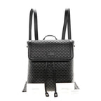 Gucci Microguccisima Black Leather Drawstring Backpack 607993