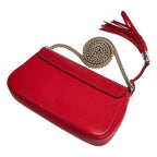 Gucci Soho Disco Red Leather GG Tassel Chain Crossbody Bag 536224