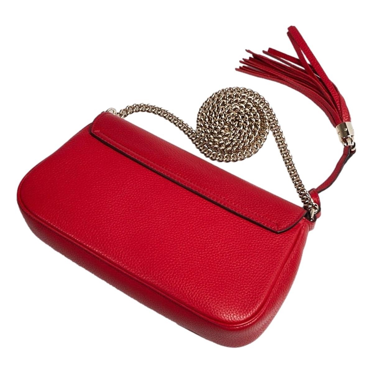 Gucci Soho Disco Red Leather GG Tassel Chain Crossbody Bag 536224