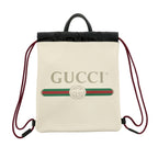 Gucci Zaino White Cripto Logo Drawstring Backpack 523586