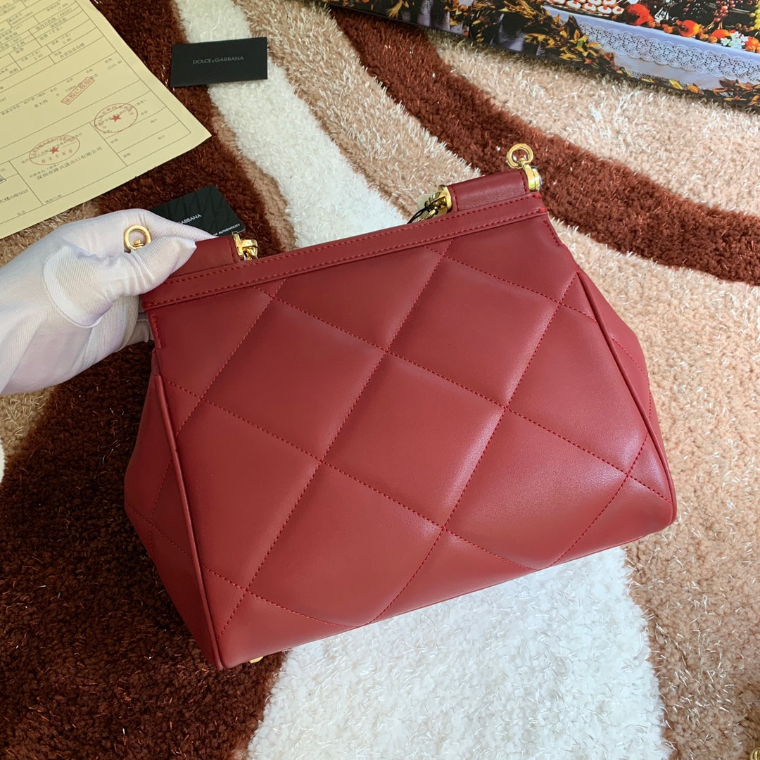 Dolce and Gabbana Medium Sicily Bag In Aria Matelasse  Calfskin