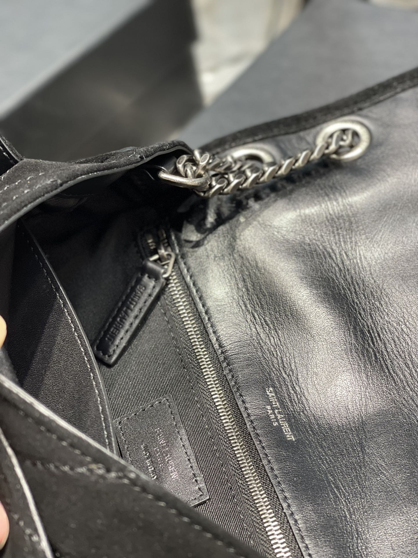 YSL Niki Medium  In Quilted Suede And Smooth Leather Bag