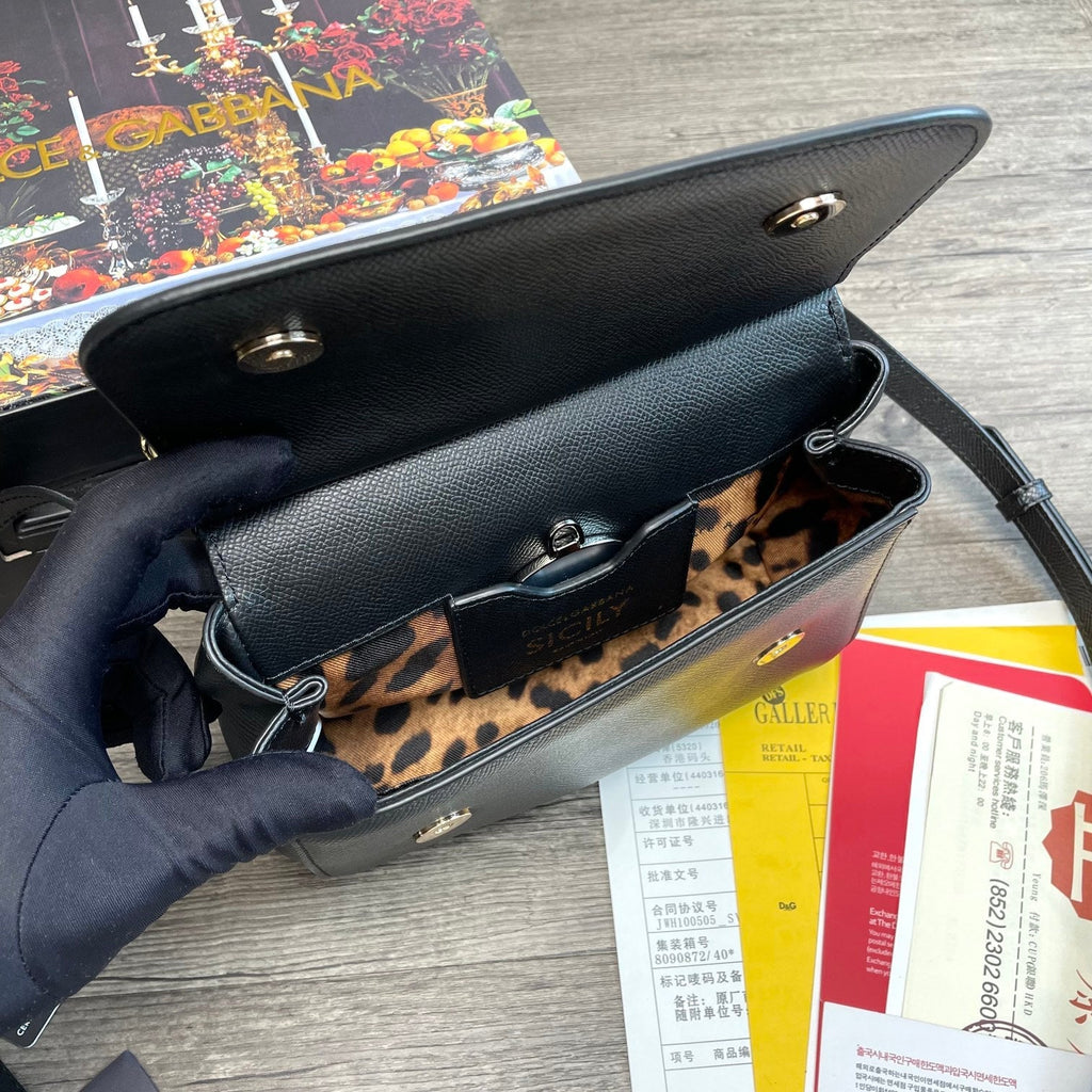 Dolce and Gabbana Small Dauphine Leather Regular Sicily Bag