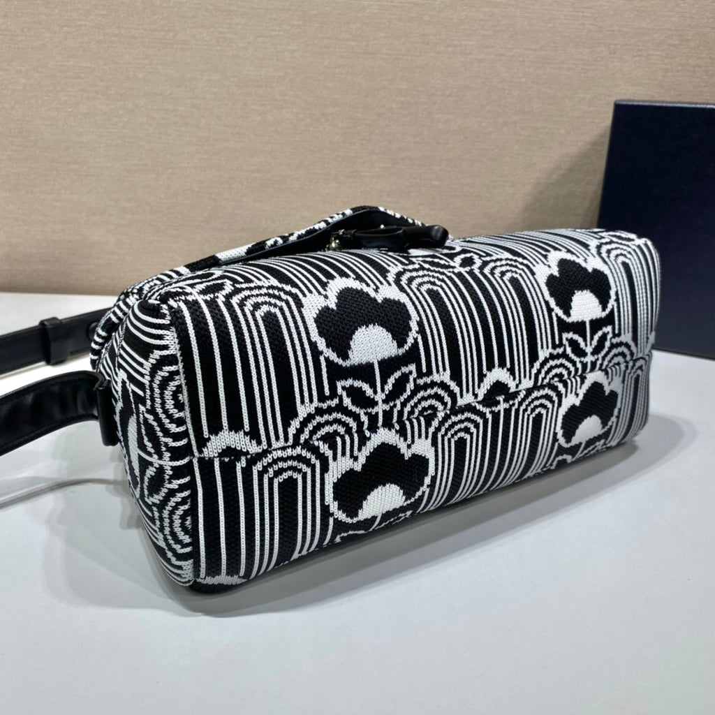 Prada Jacquard Knit An Leather Signaux Bag