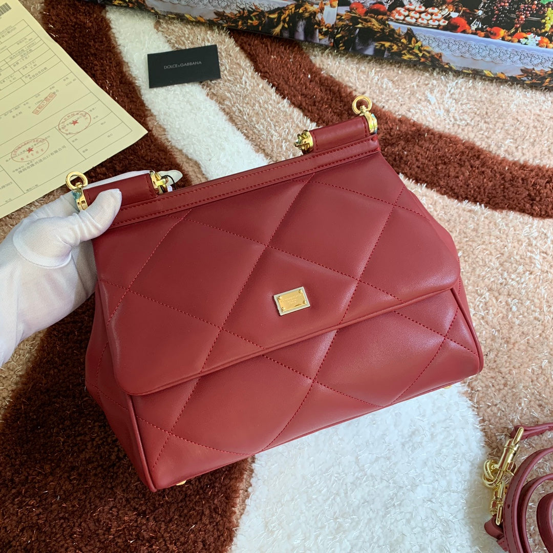 Dolce and Gabbana Medium Sicily Bag In Aria Matelasse  Calfskin