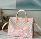 Pink/white LV woman speedy handbag