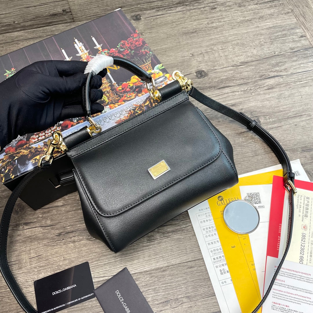 Dolce and Gabbana Small Dauphine Leather Regular Sicily Bag
