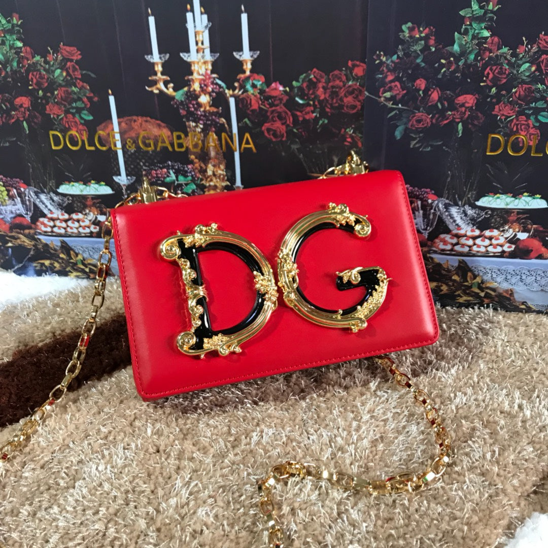 Dolce and Gabbana DG Girls Phone Bag In Smooth Calfskin