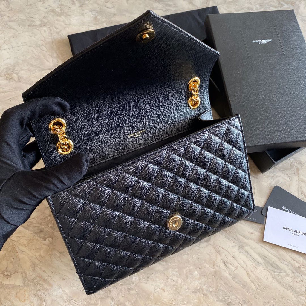 YSL  Envelope Medium Bag In Mix Matelasse Grain  De Poudre Embossed Leather