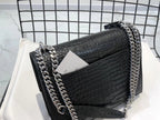 YSL Medium Sunset In Crocodile Embossed Shiny Leather Bag