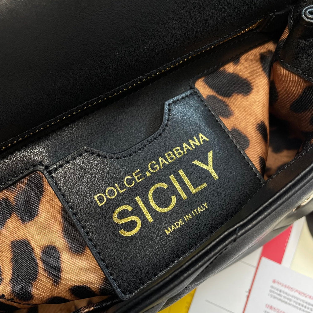 Dolce and Gabbana Medium Sicily Bag In Aria Matelasse  Calfskin