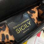 Dolce and Gabbana Medium Sicily Bag In Aria Matelasse  Calfskin
