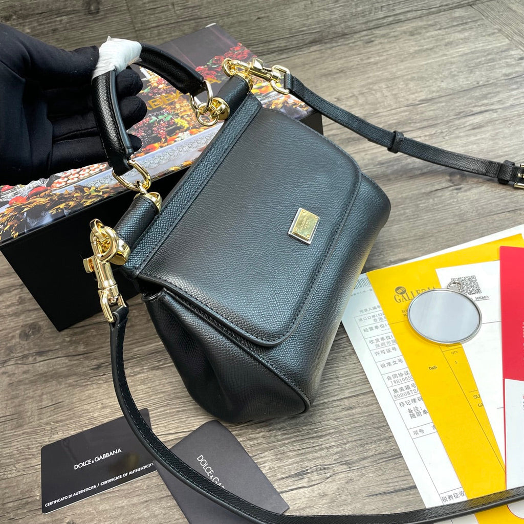 Dolce and Gabbana Small Dauphine Leather Regular Sicily Bag