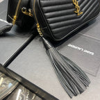 YSL Lou Mini Bag In Quilted  Grain  De Poudre Embossed Leather