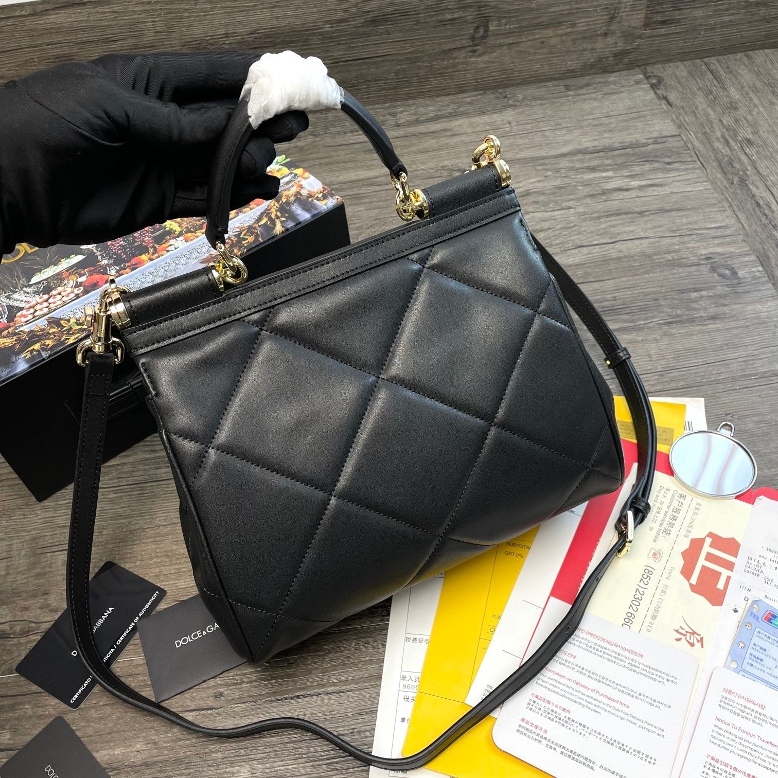 Dolce and Gabbana Medium Sicily Bag In Aria Matelasse  Calfskin