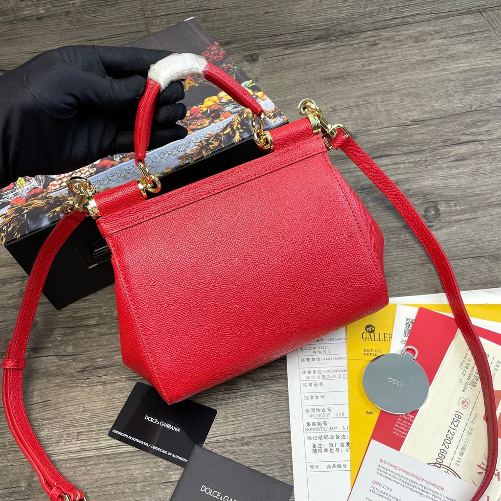 Dolce and Gabbana Small Dauphine Leather Regular Sicily Bag