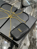 YSL Lou Mini Bag In Quilted  Grain  De Poudre Embossed Leather
