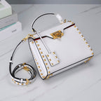 Valentino Garavani Small Rockstud Alcove Grainy Calfskin Bag