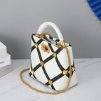 Valentino Garavani Small Roman Stud The Handle Bag In Nappa With Grid Detailing