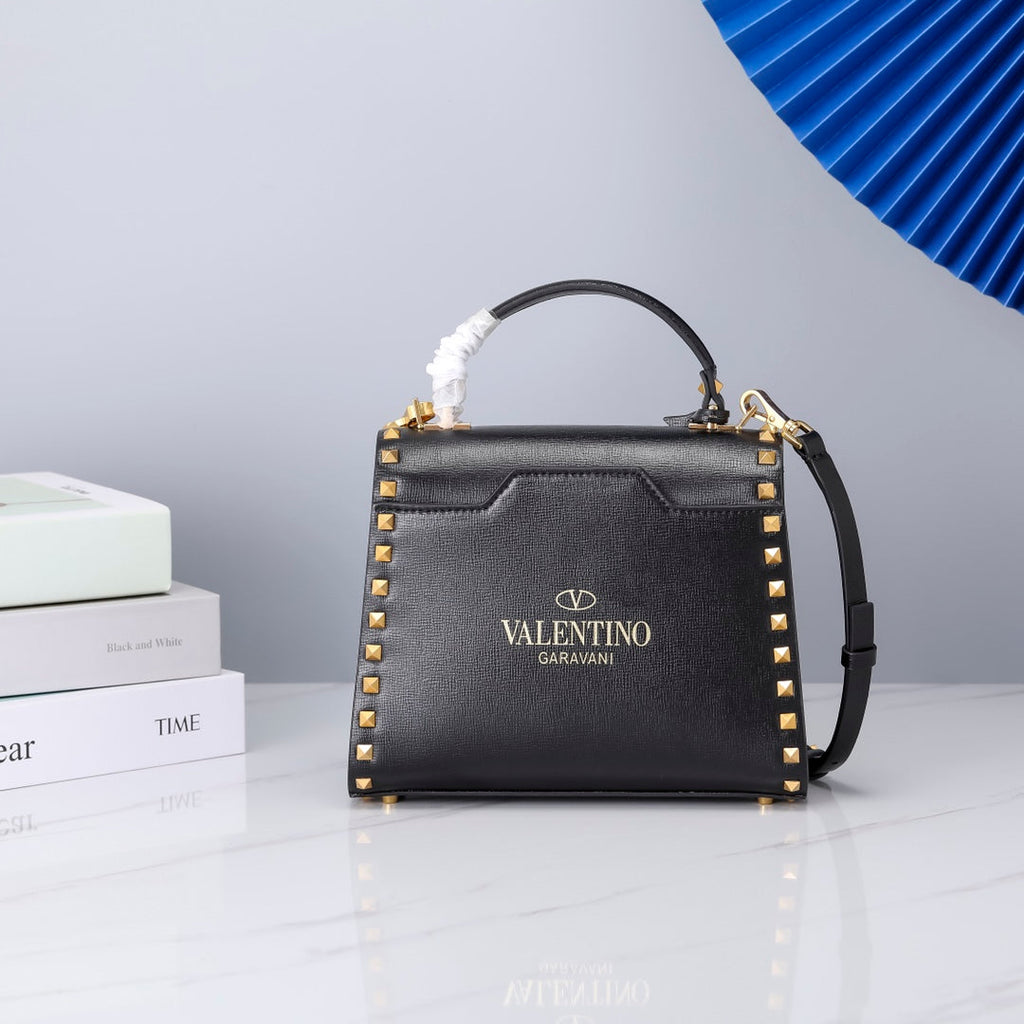 Valentino Garavani Small Rockstud Alcove Grainy Calfskin Bag