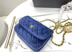 Blue suede Chanel woman handbag