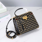 Valentino Garavani Small Rockstud Alcove Grainy Calfskin Bag