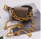 Crocodile pattern vintage leather waist handbag