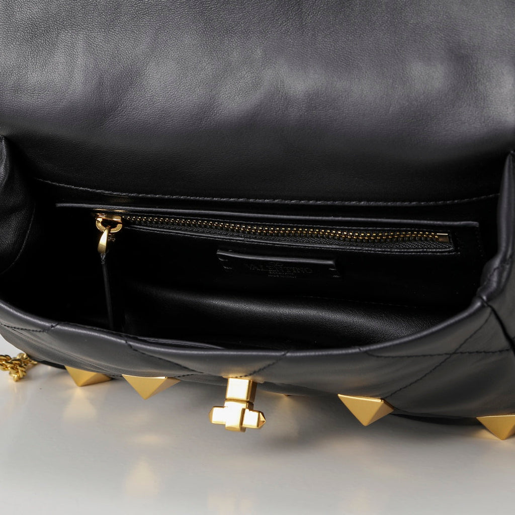 Valentino Garavani Medium Roman Stud The Shoulder Bag In Nappa With Chain