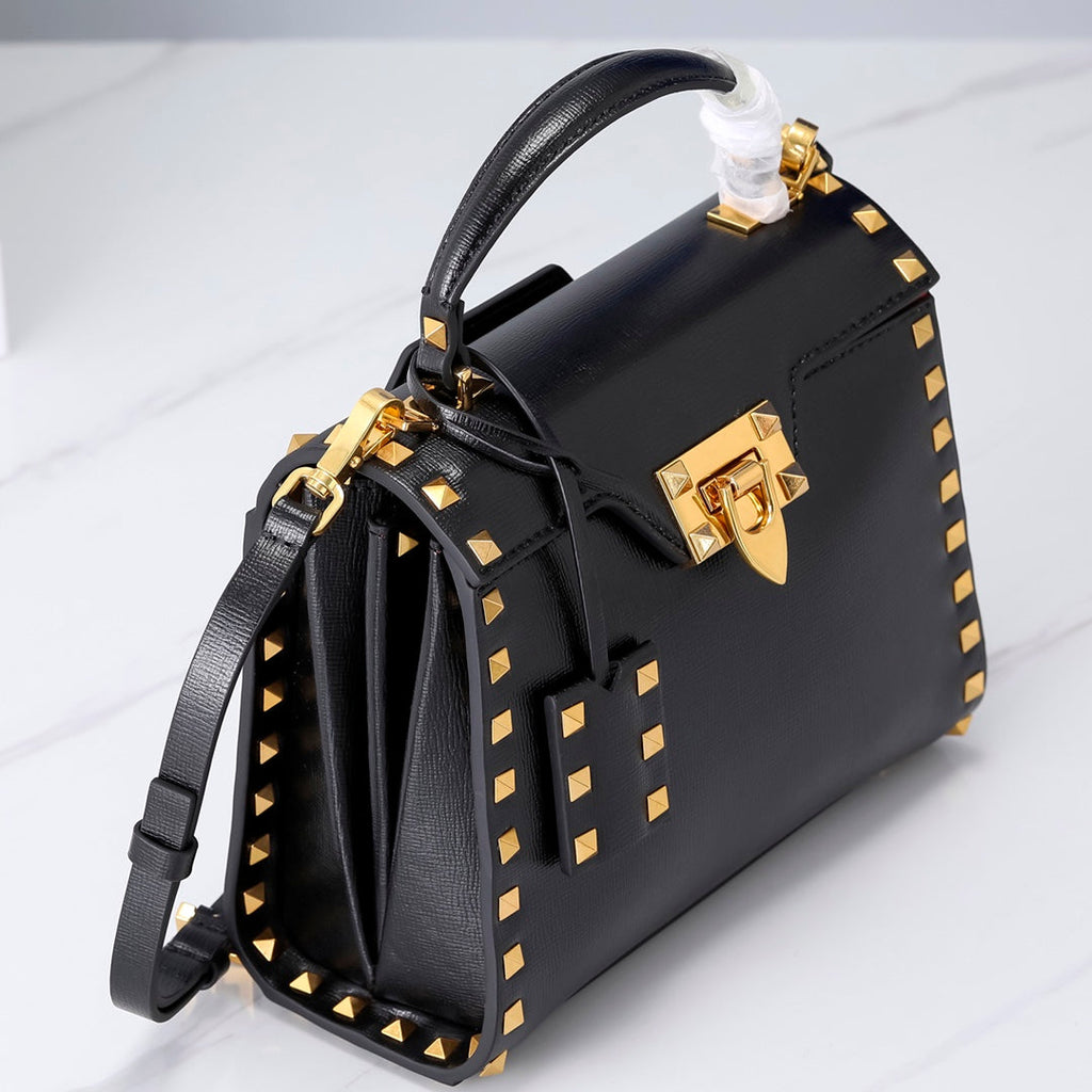 Valentino Garavani Small Rockstud Alcove Grainy Calfskin Bag