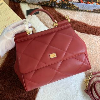Dolce and Gabbana Medium Sicily Bag In Aria Matelasse  Calfskin