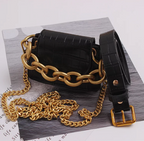 Crocodile pattern vintage leather waist handbag