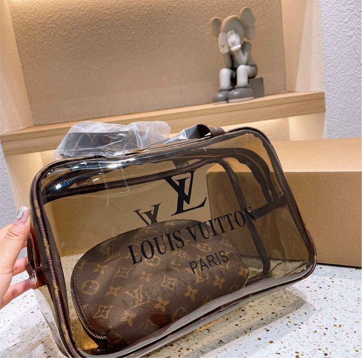 Transparent brand new LV handbag