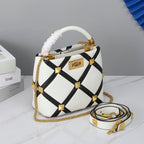 Valentino Garavani Small Roman Stud The Handle Bag In Nappa With Grid Detailing