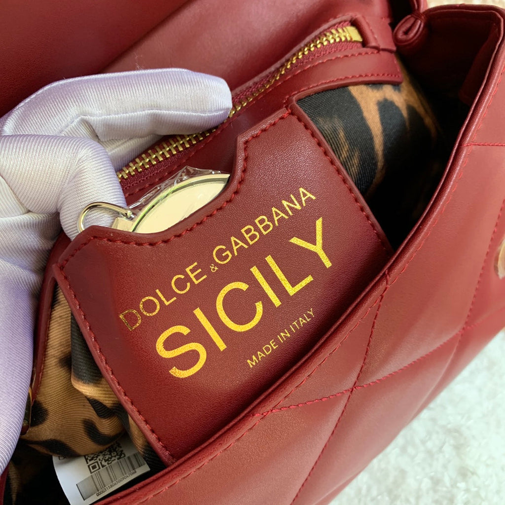 Dolce and Gabbana Medium Sicily Bag In Aria Matelasse  Calfskin