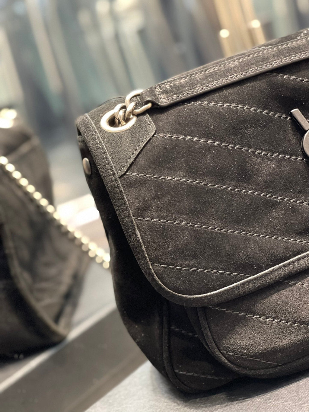YSL Niki Medium  In Quilted Suede And Smooth Leather Bag