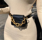 Crocodile pattern vintage leather waist handbag