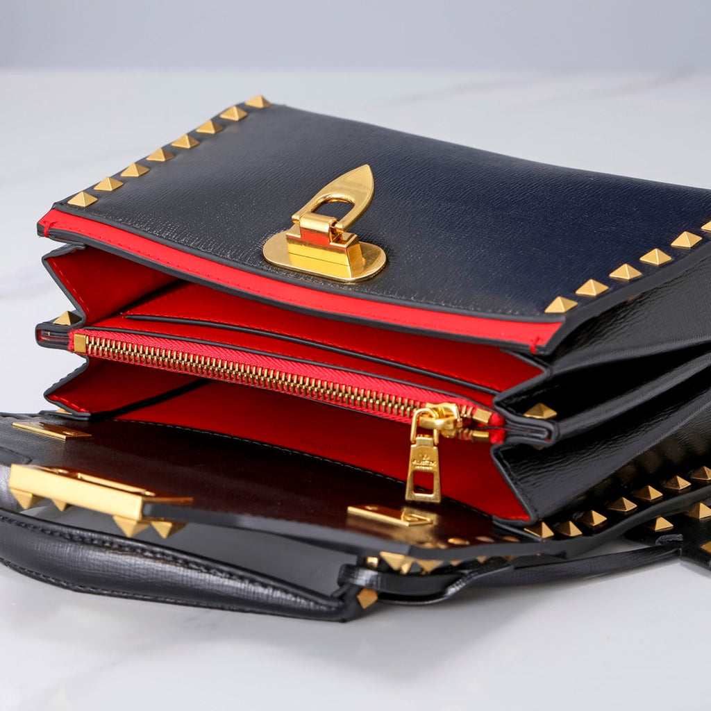 Valentino Garavani Small Rockstud Alcove Grainy Calfskin Bag