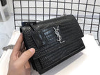 YSL Medium Sunset In Crocodile Embossed Shiny Leather Bag
