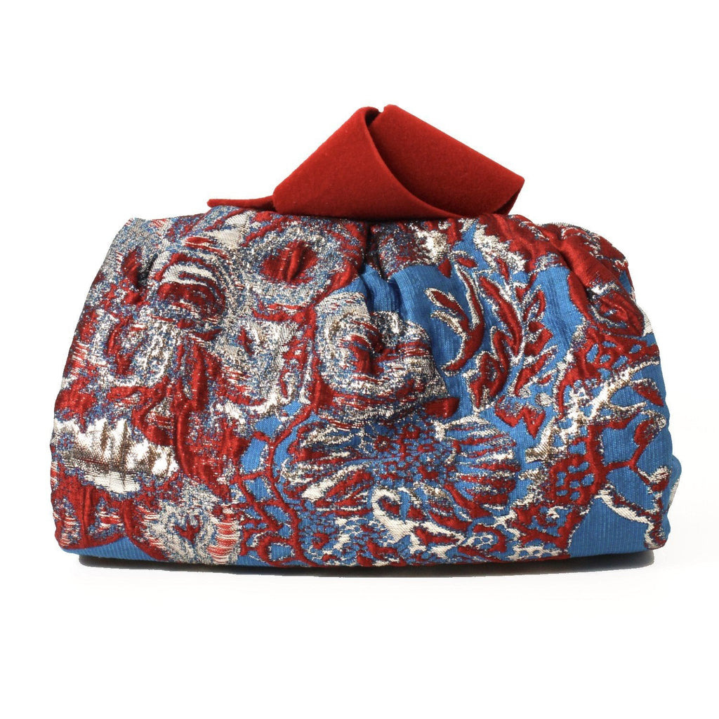 Jimmy Choo Cara Floral Brocade Flocked Knot Closure Clutch FBK/ROBOT