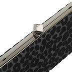 Jimmy Choo Celeste Black Devore Velvet Leopard Clutch Bag DEU01003
