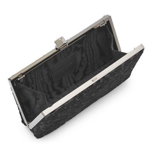 Jimmy Choo Celeste Black Devore Velvet Leopard Clutch Bag DEU01003