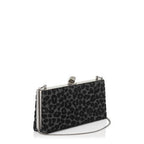Jimmy Choo Celeste Black Devore Velvet Leopard Clutch Bag DEU01003