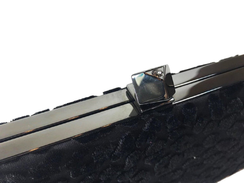 Jimmy Choo Celeste Black Devore Velvet Leopard Clutch Bag DEU01003