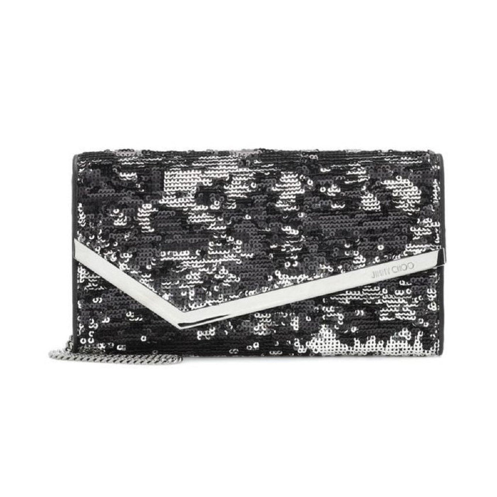 Jimmy Choo Emmie Black Silver Double Faced Sequins Handbag DFS/000071