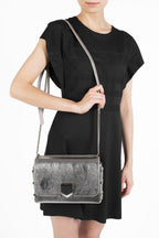 Jimmy Choo Metallic Silver Lockett Crossbody Shoulder Bag AA0202