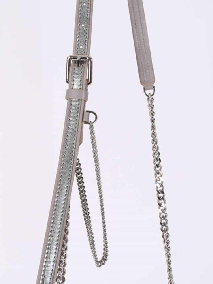 Jimmy Choo Metallic Silver Lockett Crossbody Shoulder Bag AA0202