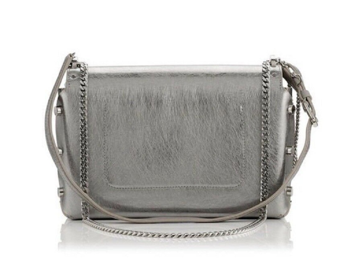 Jimmy Choo Metallic Silver Lockett Crossbody Shoulder Bag AA0202
