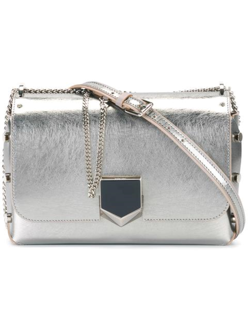 Jimmy Choo Metallic Silver Lockett Crossbody Shoulder Bag AA0202